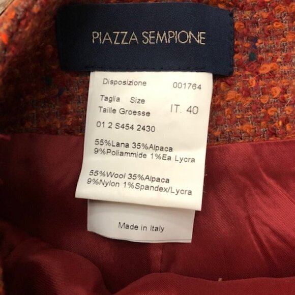 𝅺piazza Sempione Rust Color Wool / Alpaca Blend Pencil Skirt - Picture 6 of 6